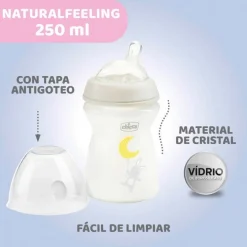 CHICCO Biberón Natural Feeling de Vidrio Flujo normal 250ML 0m+