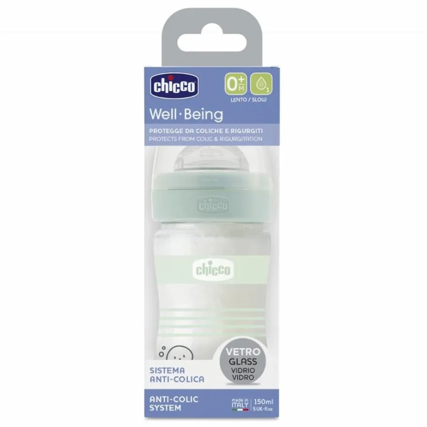 CHICCO Well-Being Biberón Cristal 0m+ 150 ml
