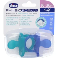 CHICCO 2xChupete Physio Soft Silicon Azul y Verde16-36m (Todogoma)
