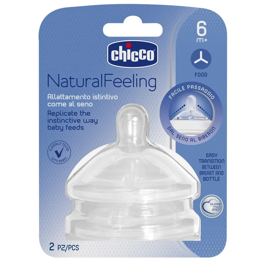 CHICCO 2xTetina Natural Feeling Flujo Papilla 6m+