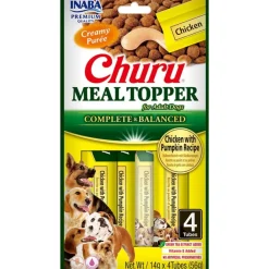 Churu Meal Topper Receta Pollo con Calabaza, Complemento Alimentario para Perros, 12 ud