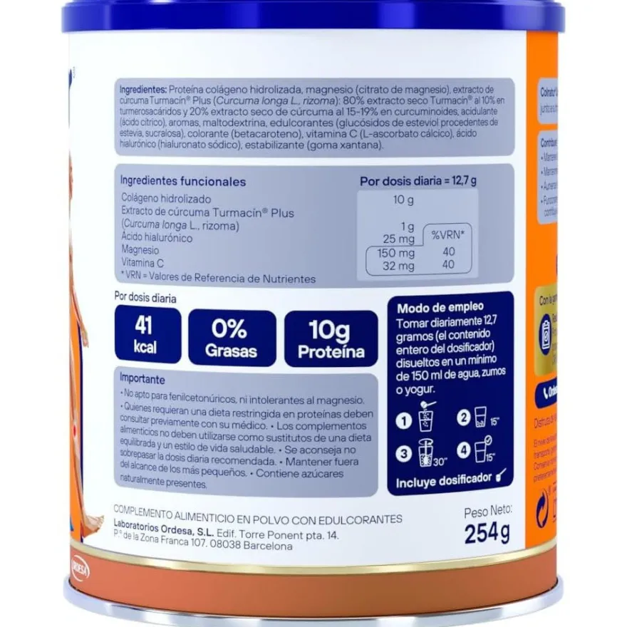 COLNATUR Complex Cúrcuma sabor Melocotón Colágeno Soluble 254g
