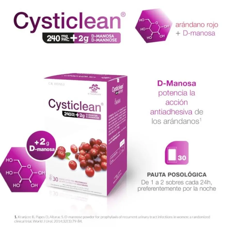 CYSTICLEAN 240 mg PAC + D-Manosa 2 g Duplo 2x30 Sobres