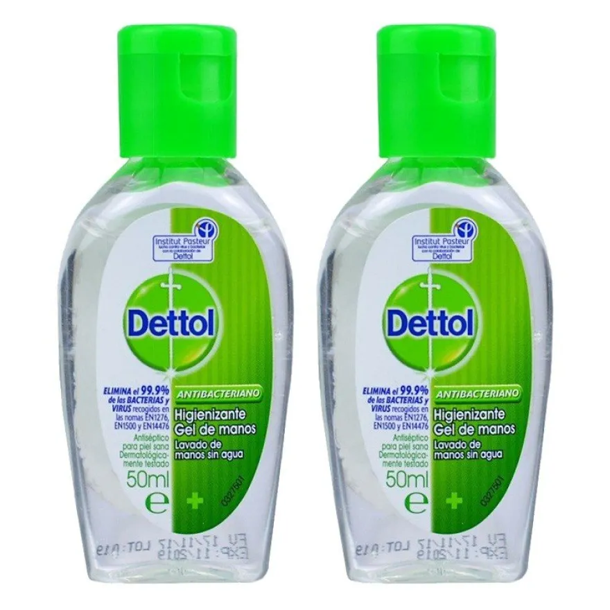 DETTOL Duplo Gel de Manos Hidroalcoholico Antibacteriano 2x50ml
