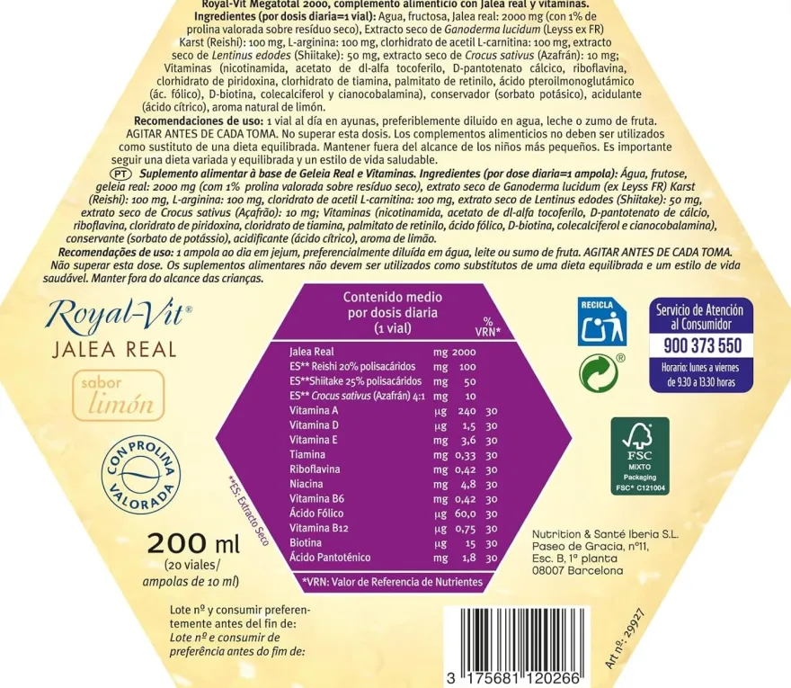 Dietisa Royal Vit Mega Total 2000 Mg 20 Viales