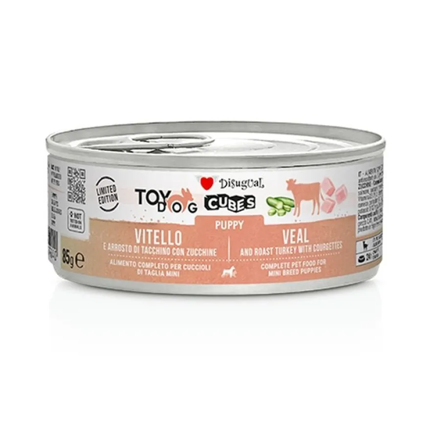 Disugual Cubes Perro Cachorro Ternera y Pavo 12 tarrinas de 85g