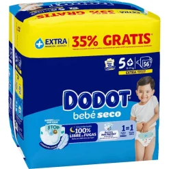 DODOT Bebé Seco Extra Jumbo Pack Talla 5+ (56 uds)
