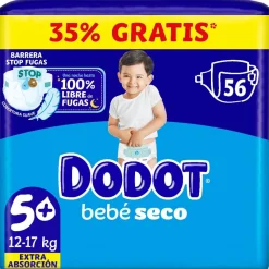 DODOT Bebé Seco Extra Jumbo Pack Talla 5+ (56 uds)