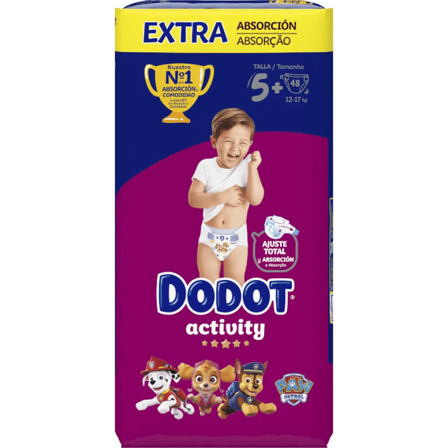 DODOT Pañales Activity Extra Jumbo Pack Talla 5+ 48 unidades