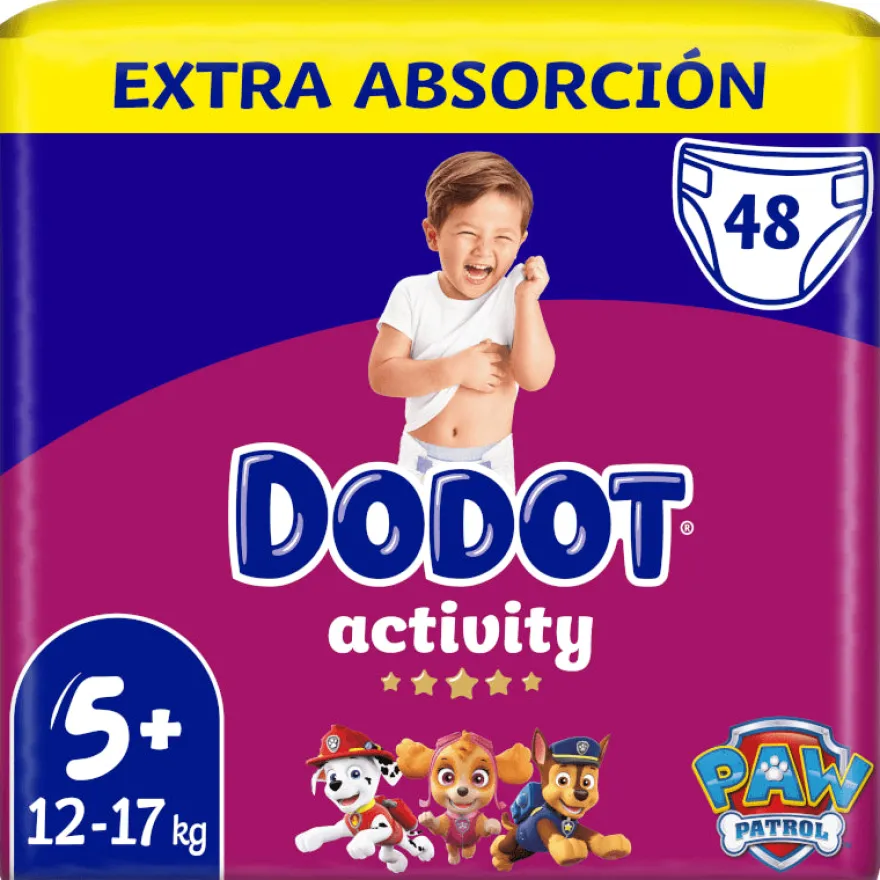 DODOT Pañales Activity Extra Jumbo Pack Talla 5+ 48 unidades