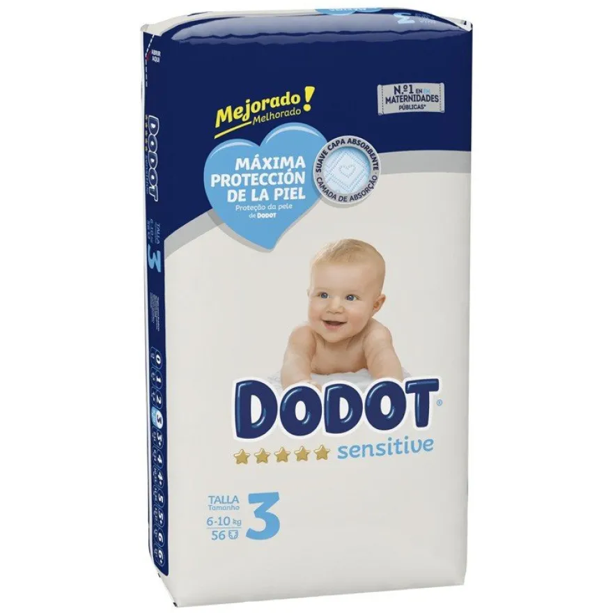DODOT Pañales Sensitive Talla 3 (6-10kg) 56 Unidades