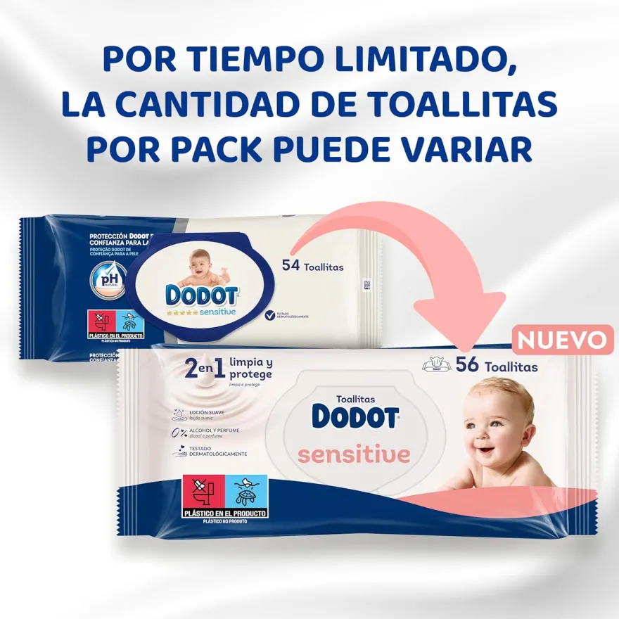 DODOT Sensitive Toallitas para Bebés 54 toallitas