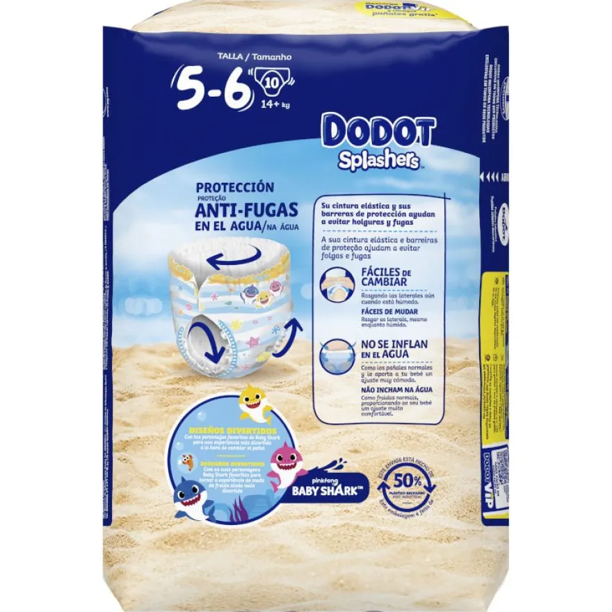Dodot Splashers Talla 5-6, 10 unidades
