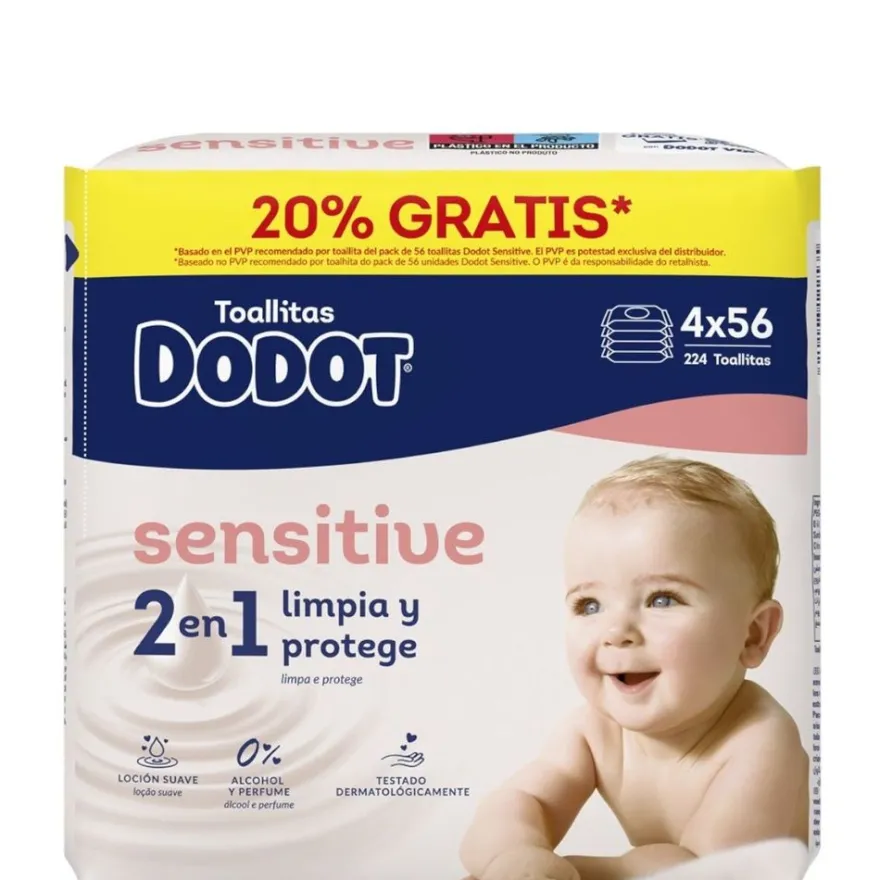 DODOT Toallitas para Bebés Sensitive 4x56 (224 Unidades)