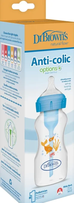 Dr. BROWN'S Biberón Anticólico Boca Ancha Options+ Azul +0 meses 270ml