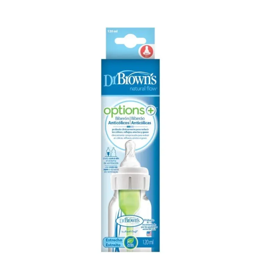 Dr Brown's Biberón Anticólicos Boca Estrecha Options+ 120 ml