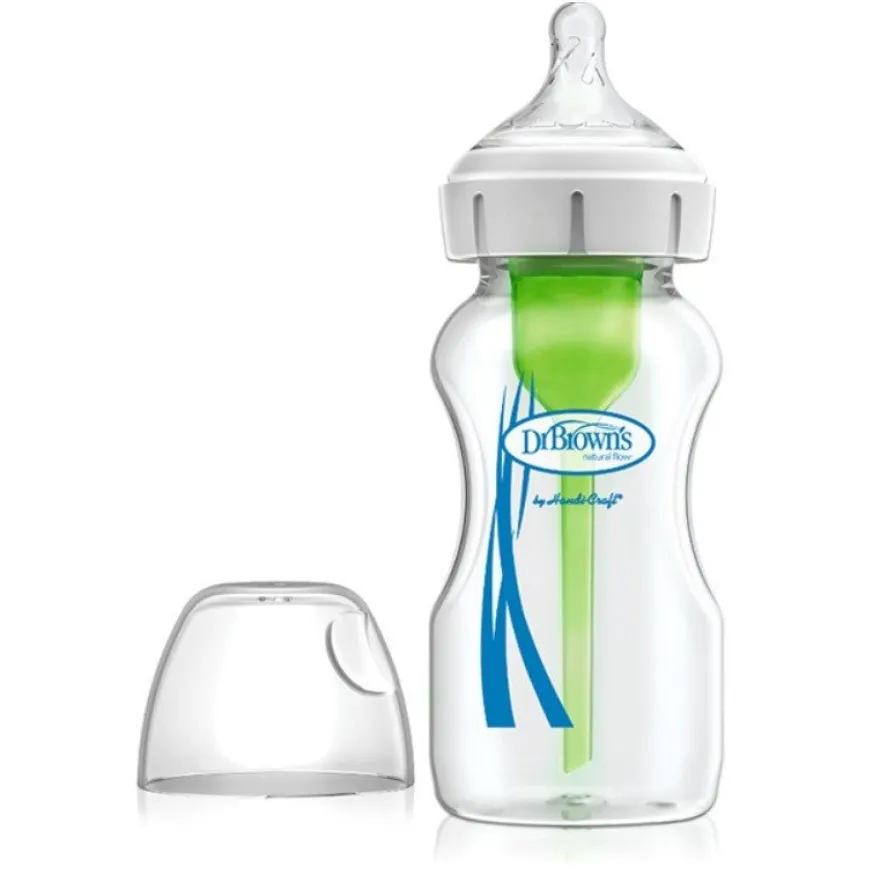 DR. BROWN'S Biberón Options+ Anti-Colic de Cristal Boca Ancha 270ml