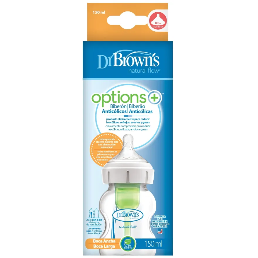 Dr. BROWN'S Biberón OPTIONS+ 150 ML Boca Ancha Natural Flow