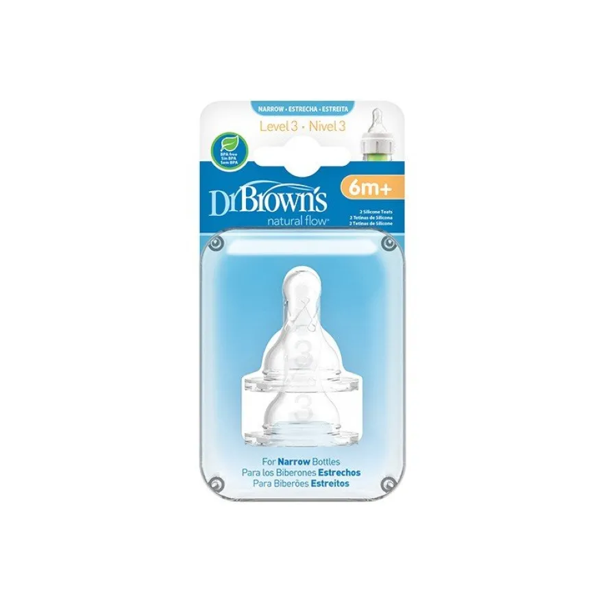 DR. BROWN'S Tetina Boca Estándar Nivel 3 +6 Meses 2 Unidades