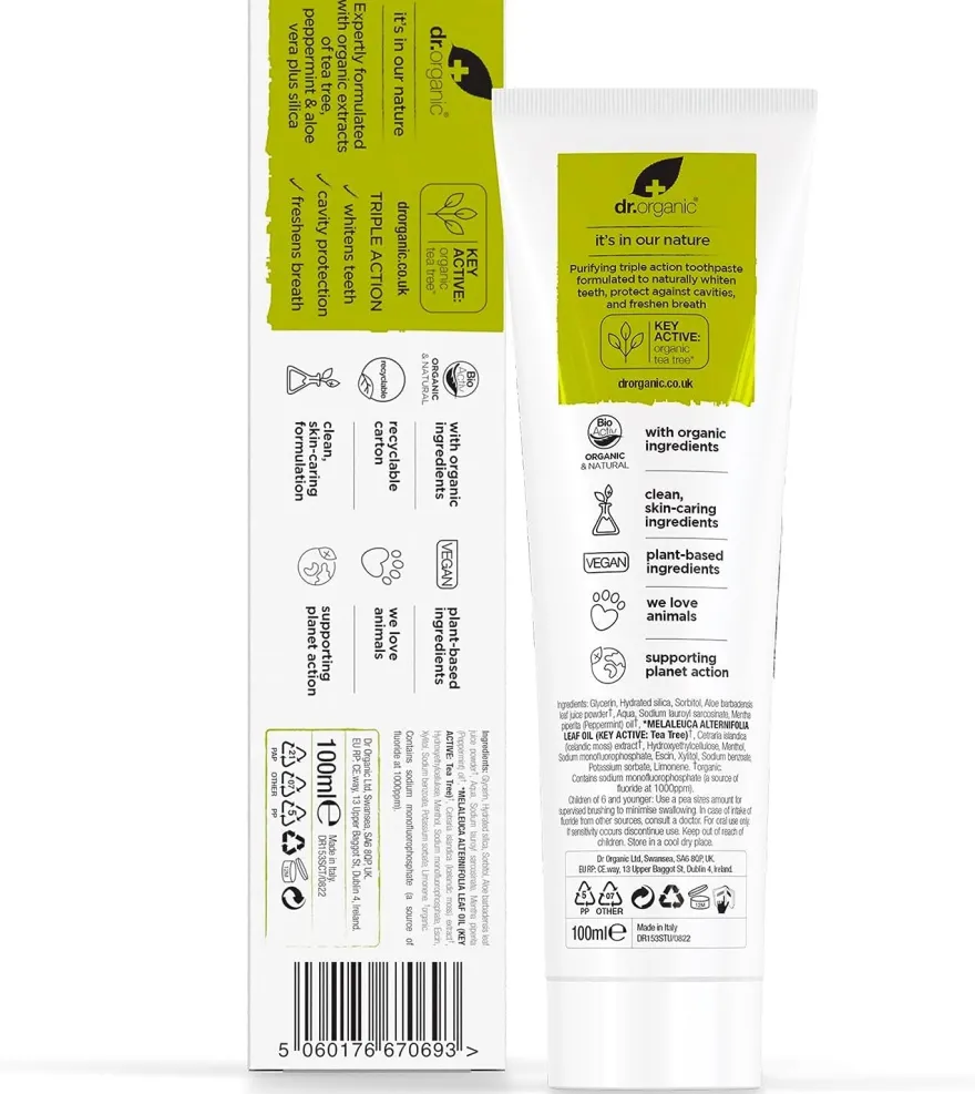 Dr. Organic Pasta de Dientes de Árbol de Té 100 ml