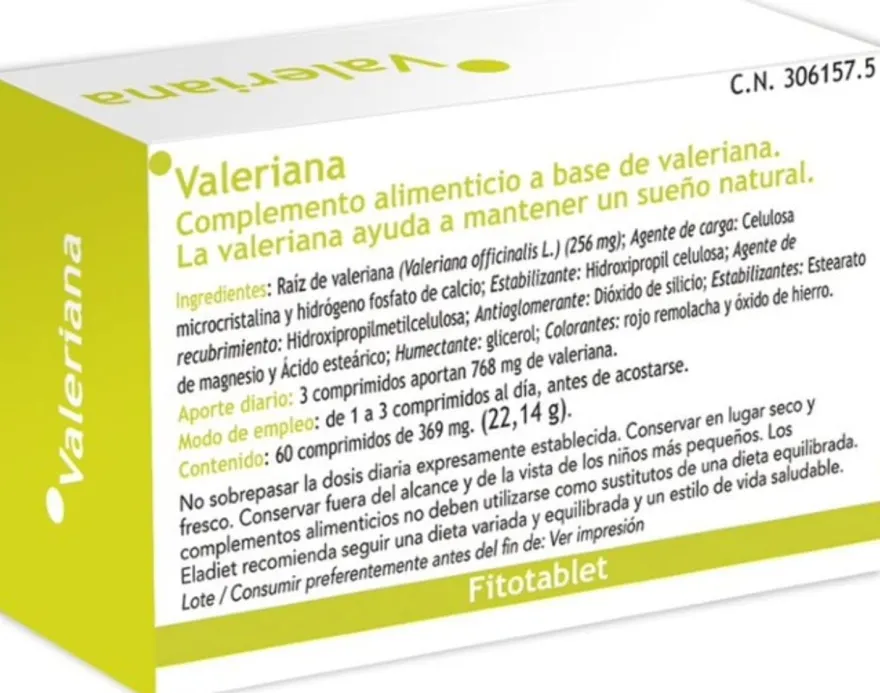 Eladiet Valeriana Recubierta Fitotablet 60 Comprimidos