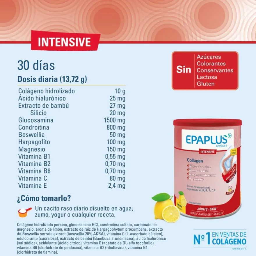 EPAPLUS Arthicare Intensive Colágeno Polvo sabor Limón 288gr