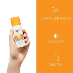 EUCERIN Oil Control SPF50+ con Color Medio Toque Seco Gel-Crema Solar Facial 50ml