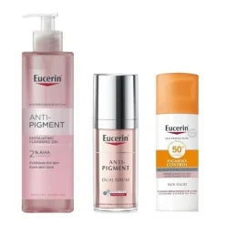 EUCERIN Pack Anti-Pigment Dual Sérum 30ml + Gel Limpiador 400ml + Pigment Control Protector Solar 50ml