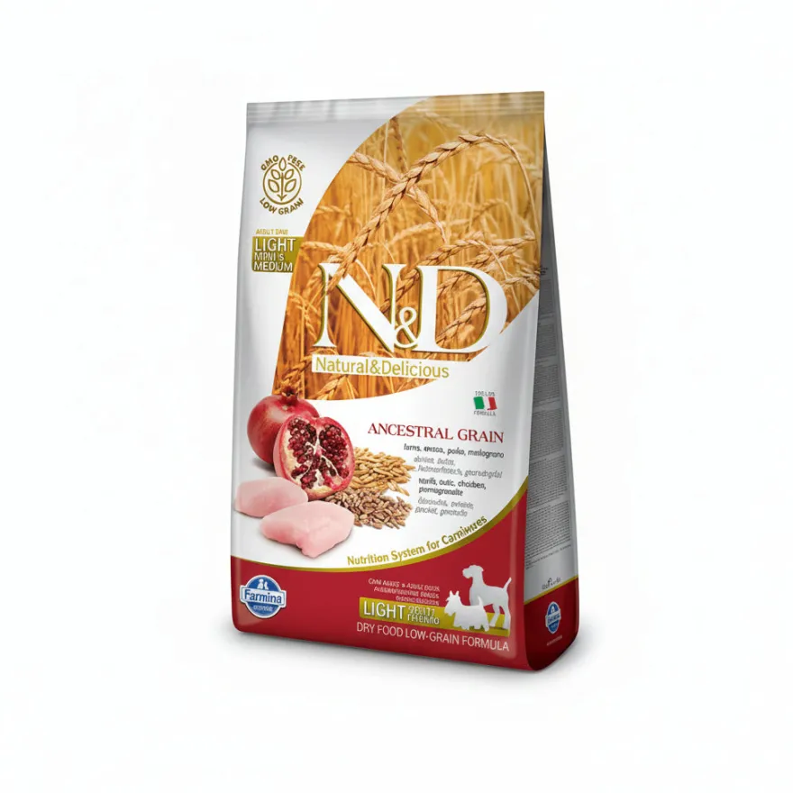 Farmina N&D Ancestral Grain Pollo y Granada Mini Light 2,5Kg