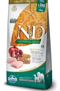 Farmina N&D Ancestral Grain Selection Pollo y Granada Comida Seca para Perros Adultos 15kg