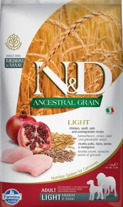 Farmina N&D Ancestral Light Medium Maxi Alimento Seco para Perros 12kg