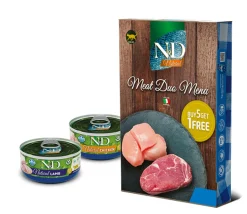 Farmina N&D Cat Natural Meat Duo Menu Comida enlatada para gatos 6 latas de 70g