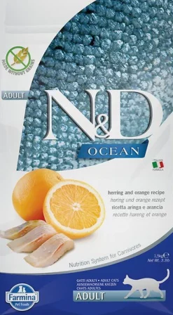 Farmina N&D Ocean Arenque y Naranja Alimento Seco para Gatos Adultos 1,5kg
