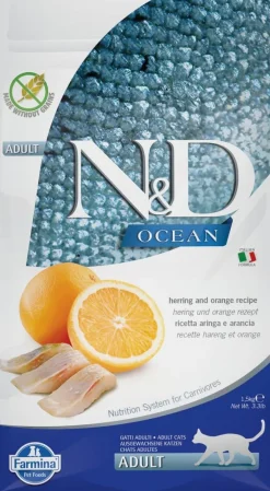 Farmina N&D Ocean Arenque y Naranja Alimento Seco para Gatos 5Kg