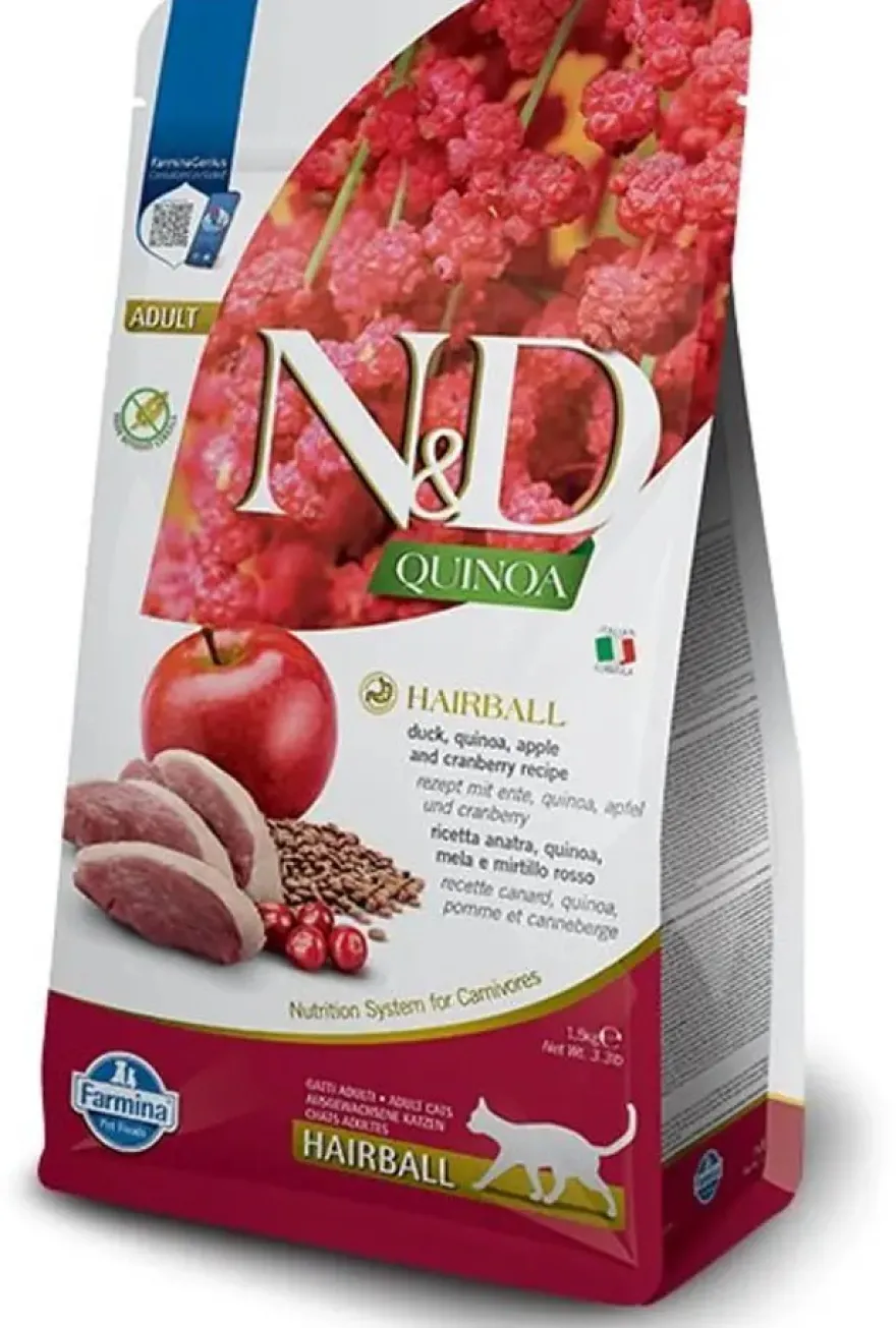 Farmina N&D Quinoa Hairball Pato Comida Seca 1,5kg
