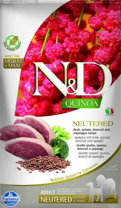 Farmina N&D Quinoa Neutered Pato Medium Maxi Alimento para Perros 2,5Kg