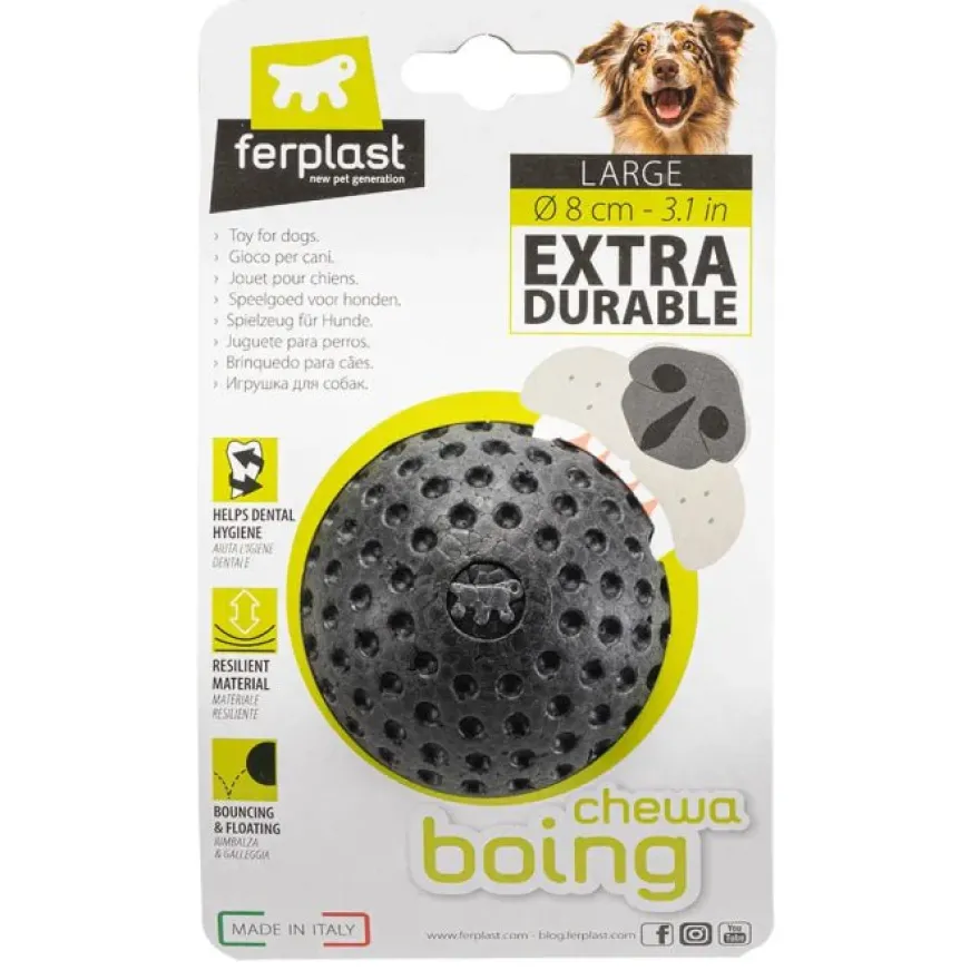 Ferplast Chewa Boing Ball L Juguete para Perros Negro 8cm
