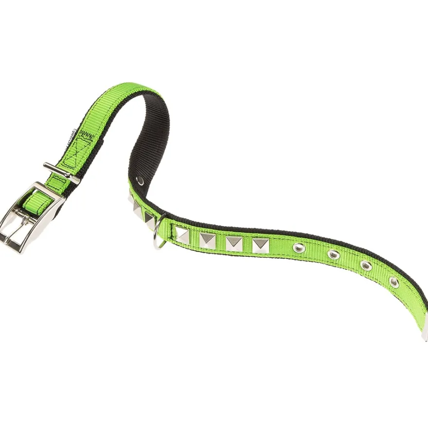 Ferplast Collar Dual Pyramids Nylon Verde y Negro 1 ud