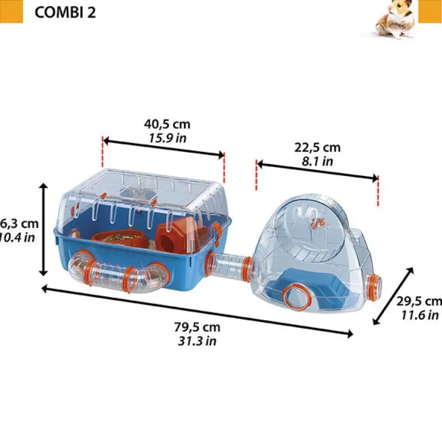 Ferplast Combi 2 Jaula para Hámsters Naranja/Azul