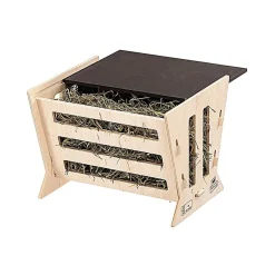 Ferplast Comedero Heno Madera Natural con Tapa Negra 1 ud