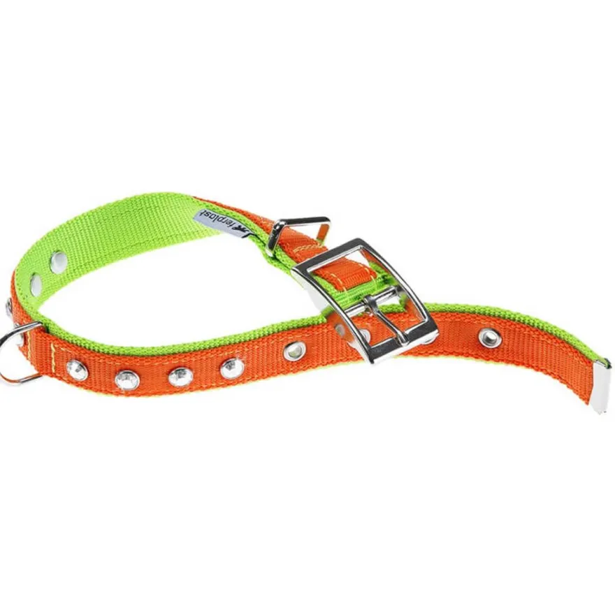 Ferplast Dual Collar Nylon Naranja-Verde 1 ud