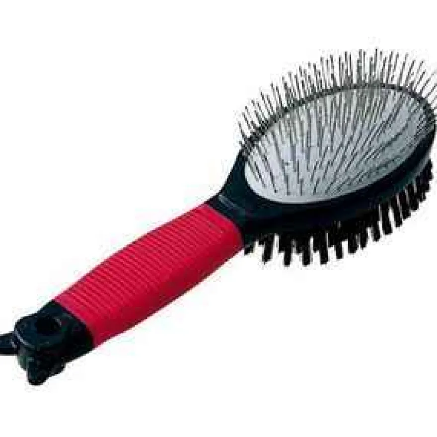 Ferplast GRO 5928 Cepillo Doble para Pelaje Rojo y Negro