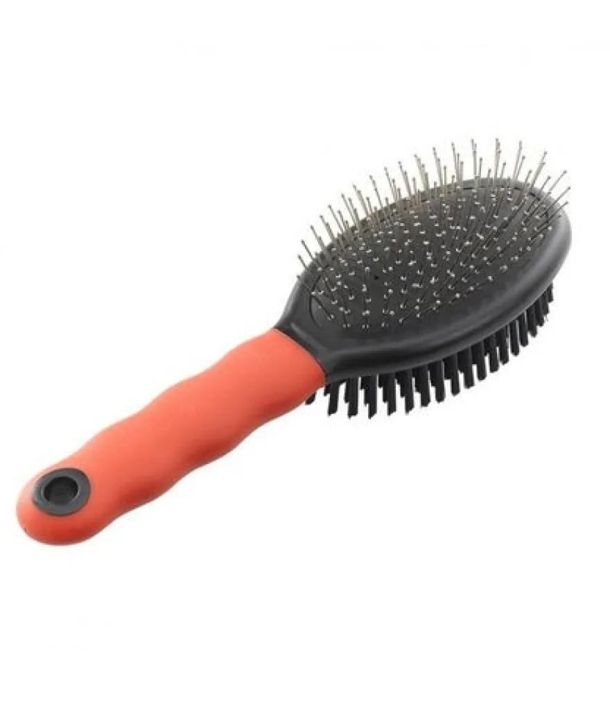 Ferplast GRO 5928 Cepillo Doble para Pelaje Rojo y Negro