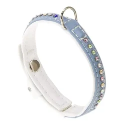 Ferplast Lux C15 Collar Ecopiel Blanco/Turquesa 28cm