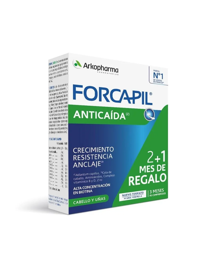 FORCAPIL Anticaída Cabello y Uñas 2+1 de REGALO (90 comprimidos) Arkopharma