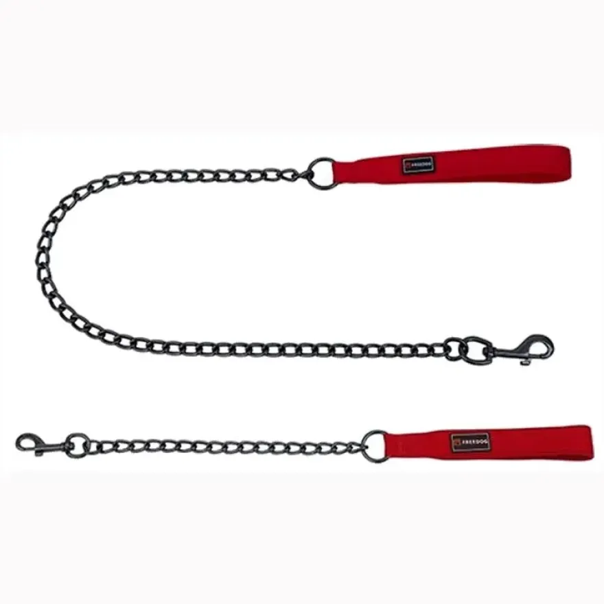 Freedog Correa Metálica Gun Roja 100cm
