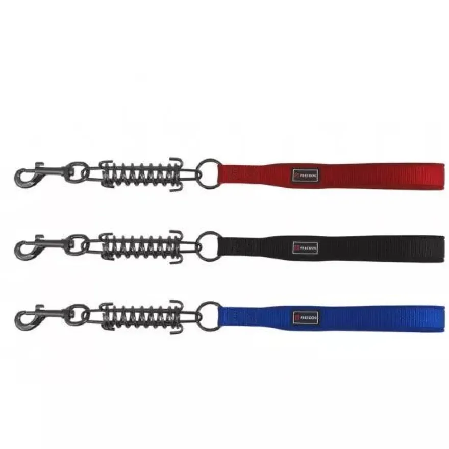 Freedog Correa Nylon con Muelle Gun Negra 45cm
