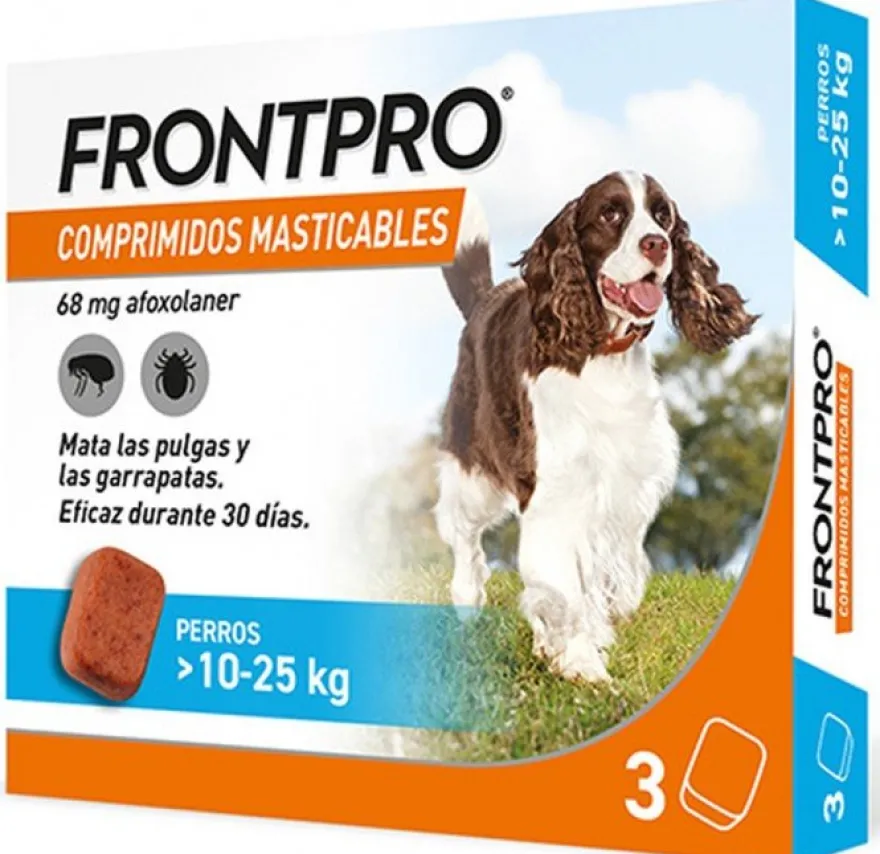 Frontpro Antiparasitario Para Perros 3 Comprimidos Masticables 10 25 Kg