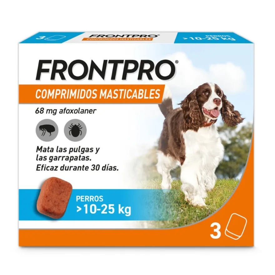 Frontpro Antiparasitario Para Perros 3 Comprimidos Masticables 10 25 Kg