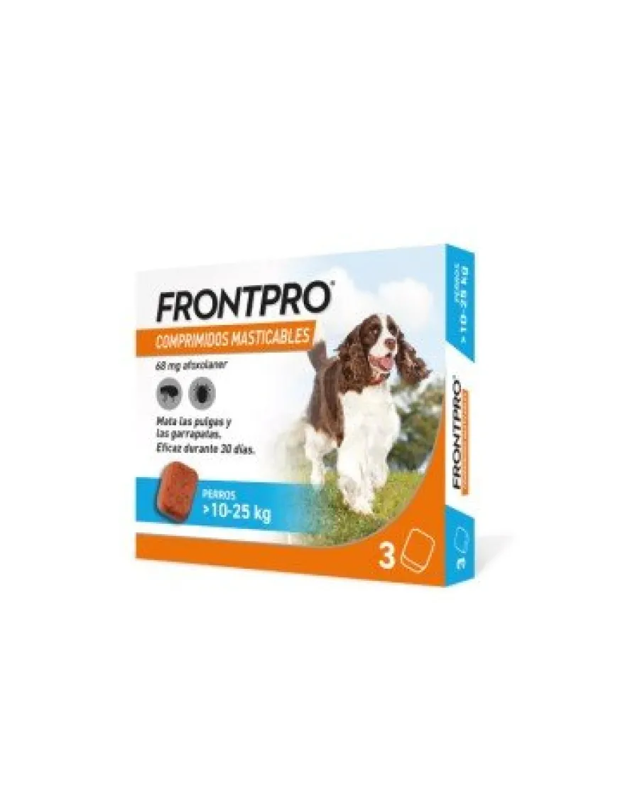 Frontpro Antiparasitario Para Perros 3 Comprimidos Masticables 10 25 Kg